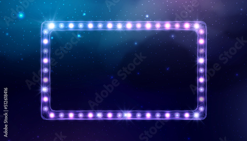 Wireframe light billboard, low poly style. Abstract modern 3d vector illustration on dark blue background.