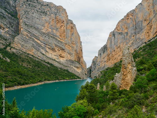 Montrebei gorge over Canelles reservoir   Catalonia  Spain.