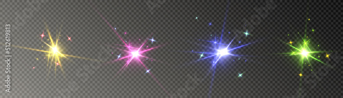 Light gold star png. Light sunlight. Light burst of bright light effect png. Magic stars. Vector 10 eps