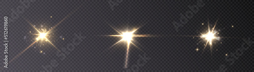 Light gold star png. Light sunshine. Light burst of bright light effect png. Vector 10 eps