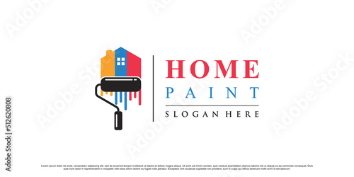 Home painting icon logo design inspiration with creative element Premium Vector