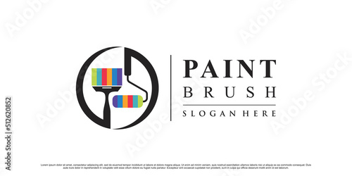 Creative paint icon and brush logo design inspiration with creative element Premium Vector
