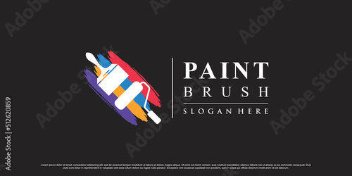 Creative paint icon and brush logo design inspiration with creative element Premium Vector