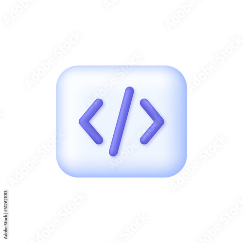 3D Programming code icon isolated on white background. Development and software concept. Can be used for many purposes.