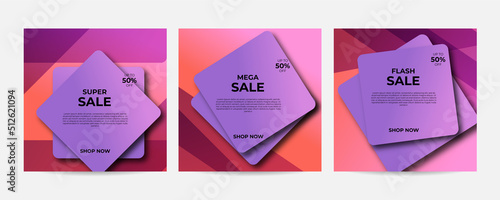 Vector banner of discounts and mega sales on social media and stories.