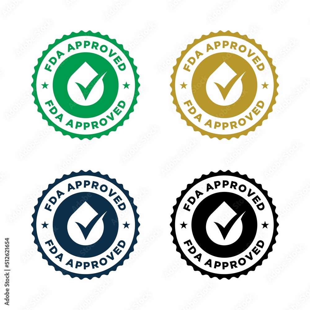 FDA Approved Food and Drug Administration icon, symbol, label, badge, logo, seal Stock Vector