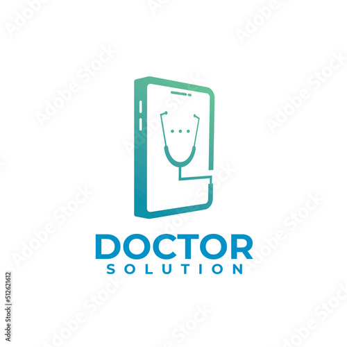 Online doctor solution app logo design