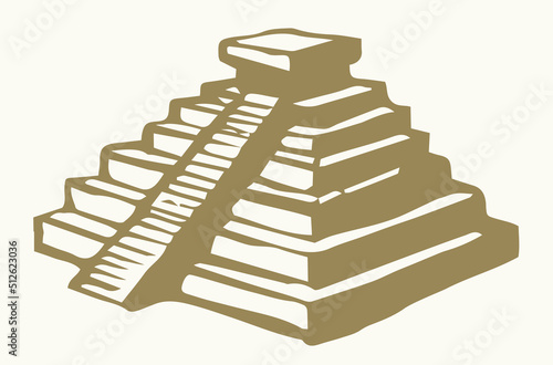 Mayan pyramids. Vector drawing icon