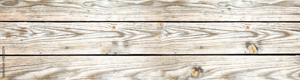 Fototapeta premium Wood background texture, close up view. Pine wooden board natural color horizontal plank, banner. l