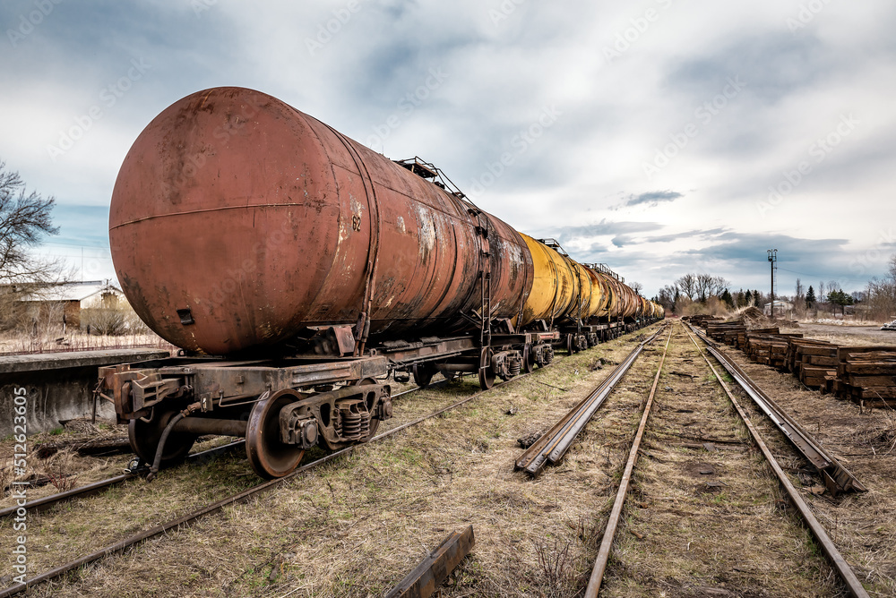 Set of tanks with oil and fuel transport by rail. Set of tanks with oil and fuel transport by rail.