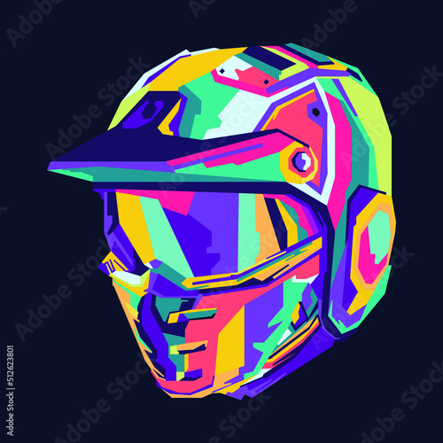 Helmet Pop Art wpap Style Vector Design photo