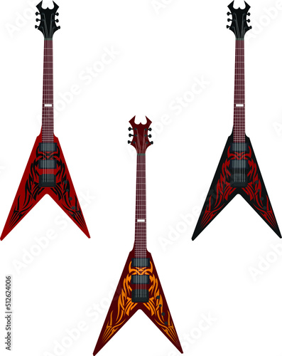 Vector set of brutal electric guitars