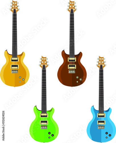 Set of colorful vector electric guitars