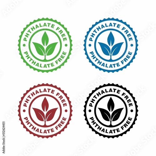 Set of Phthalate icon. Round stamp isolated symbol.