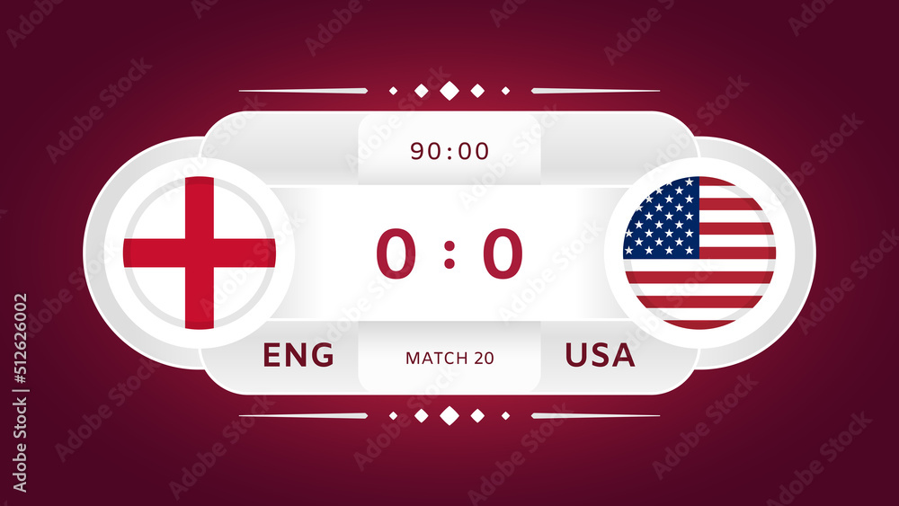 Vecteur Stock England Vs USA Match. Football 2022. World Football
