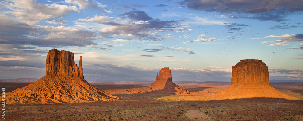 Panorama of the Mittens and Merrick Butte at Dusk