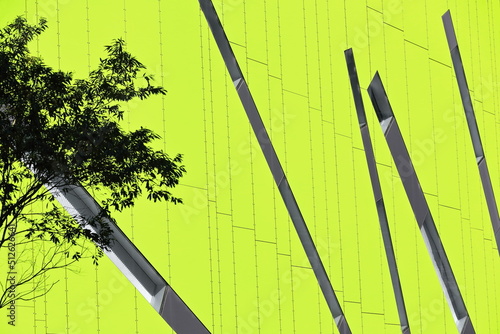Fotografie Green cladding of vanguardist building-City Council Library Services