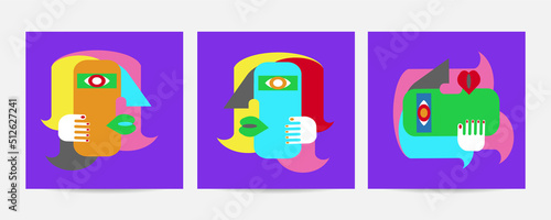 Different Faces vector illustration.