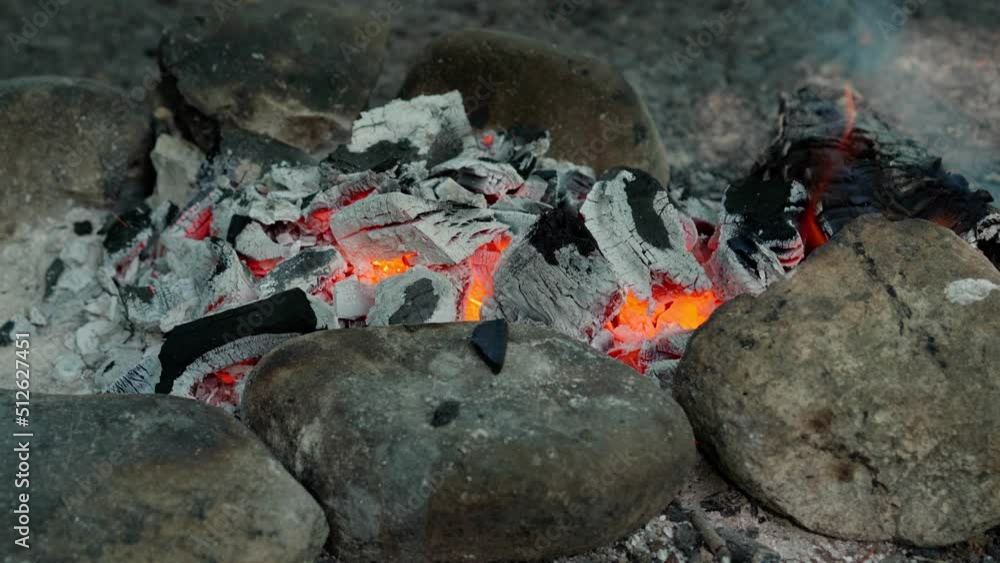 Burning coals after a bonfire Burning coals after a bonfire