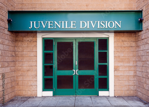 Juvenile police building door entrance. photo