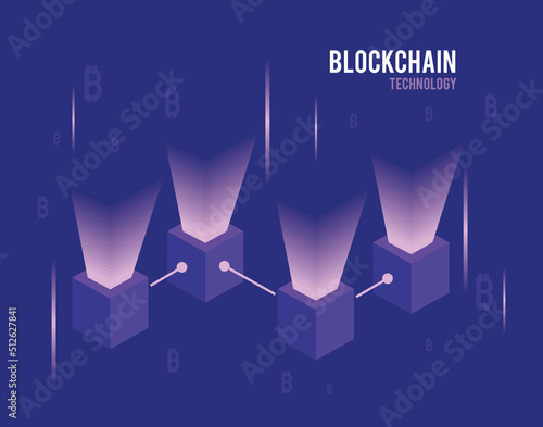 lights in blockchain technology background