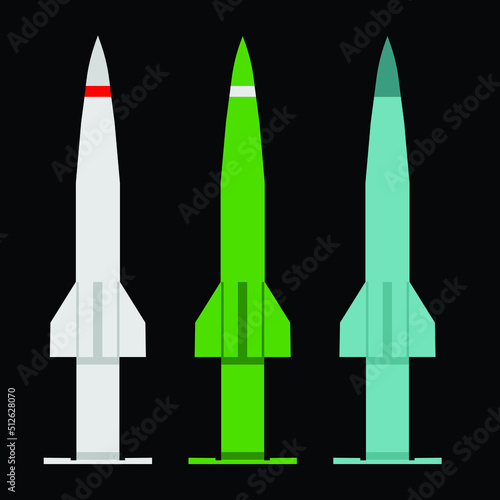 abstract ballistic missile set, vector illustration 