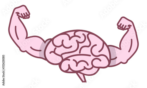 strong brain, brain power concept, vector illustration