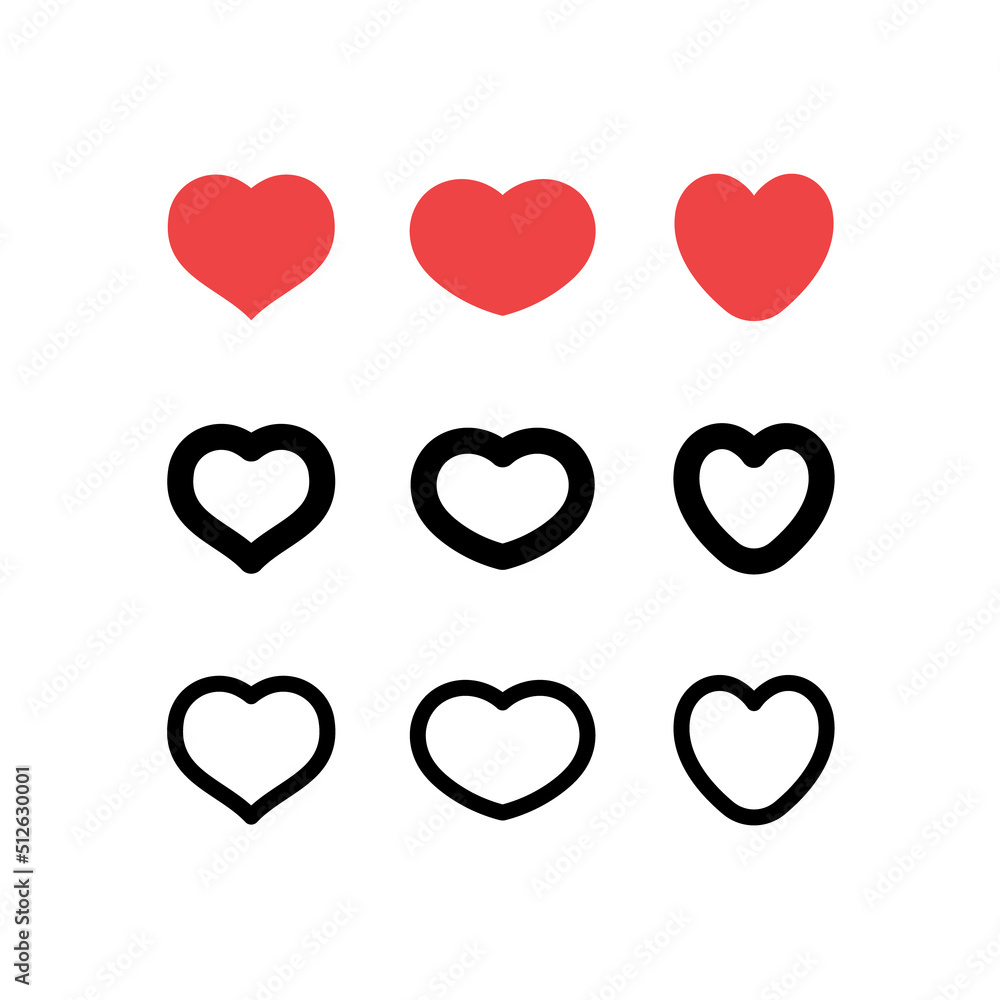 Heart vector icon collection. Hearts pictogram. Heart vector icon collection. Hearts pictogram.