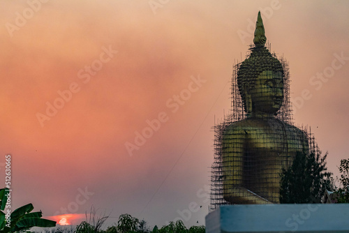 Under construction Big Buddha Statue, Wat Muang, Ang thong photo