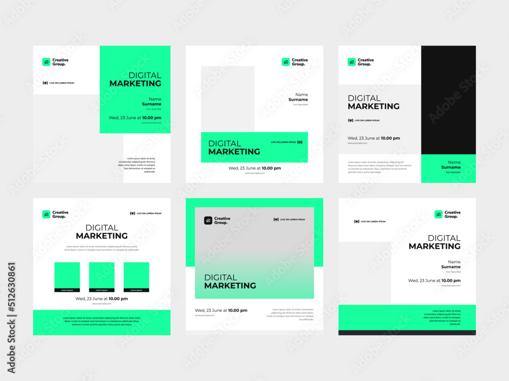 Green Minimal Webinar Promotion Set, a comprehensive collection that includes eye-catching Square Banners, dynamic Flyers, and engaging Social Media Post Templates for your next event promotion. Green Minimal Webinar Promotion Set, a comprehensive collection that includes eye-catching Square Banners, dynamic Flyers, and engaging Social Media Post Templates for your next event promotion.