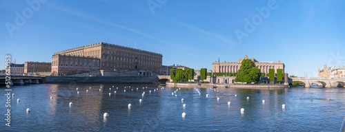 Photography The bay Strömmen, the royal castle and governmental buildings a summer day in St