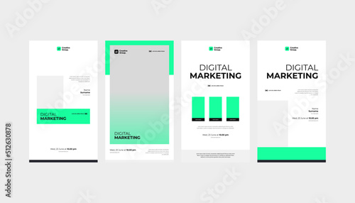 Green Minimal Roll-Up and Standee Banner Set for Webinar in Flyer, Poster, and Social Media Story Templates