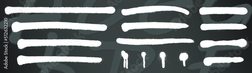 Spraypaint brushes set. Graffiti font sample on a background. Spray dots, creative samples collection. Brushes and symbols included. Eps10 vector.