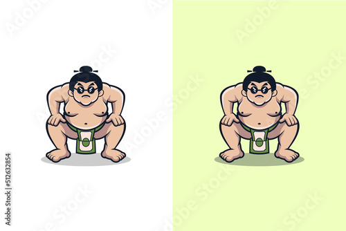 sumo mascot character logo with money. Sumo Cartoon Mascot Logo Design