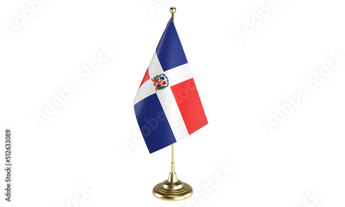 Dominican Republic table flag on white background, 3d rendering, isolated