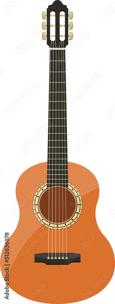 Stylish classical guitar clipart design illustration