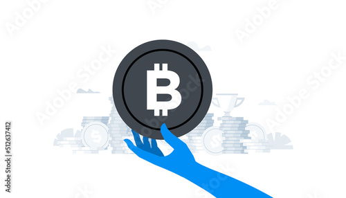 Flat vector illustration. Animation ready duik friendly vector. Conceptual business story. Cryptocurrency exchange, blockchain technology, bitcoin, cryptocurrency mining, digital money market.