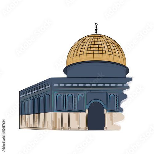 Isolated colored jewish synagogue building landmark Vector