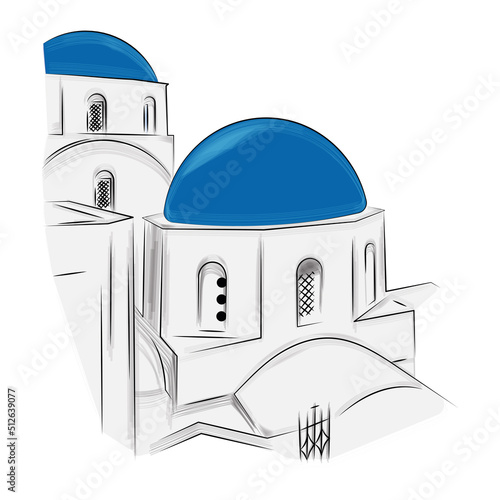 Isolated sketch of a santorini house building Vector