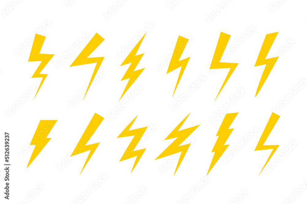 Lightning set yellow. Huge vector icon set Lightning set yellow. Huge vector icon set