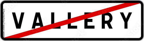 Obraz na plátně Panneau sortie ville agglomération Vallery / Town exit sign Vallery
