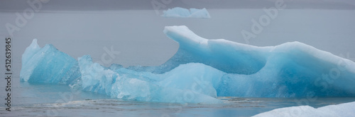 Panoramic view of Ice burg in Jokulsarlon glacier lagoon, Iceland