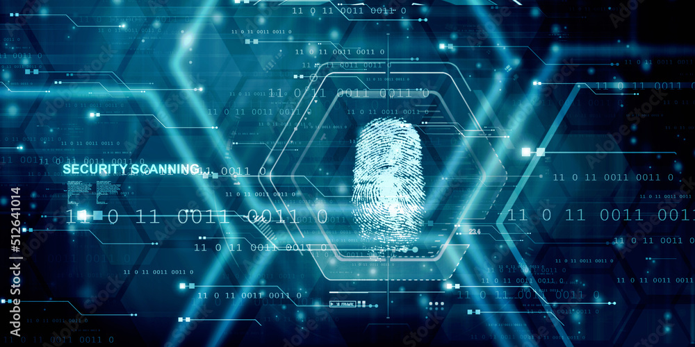 2d Illustration Fingerprint Scanning Technology Concept 2d Illustration Fingerprint Scanning Technology Concept