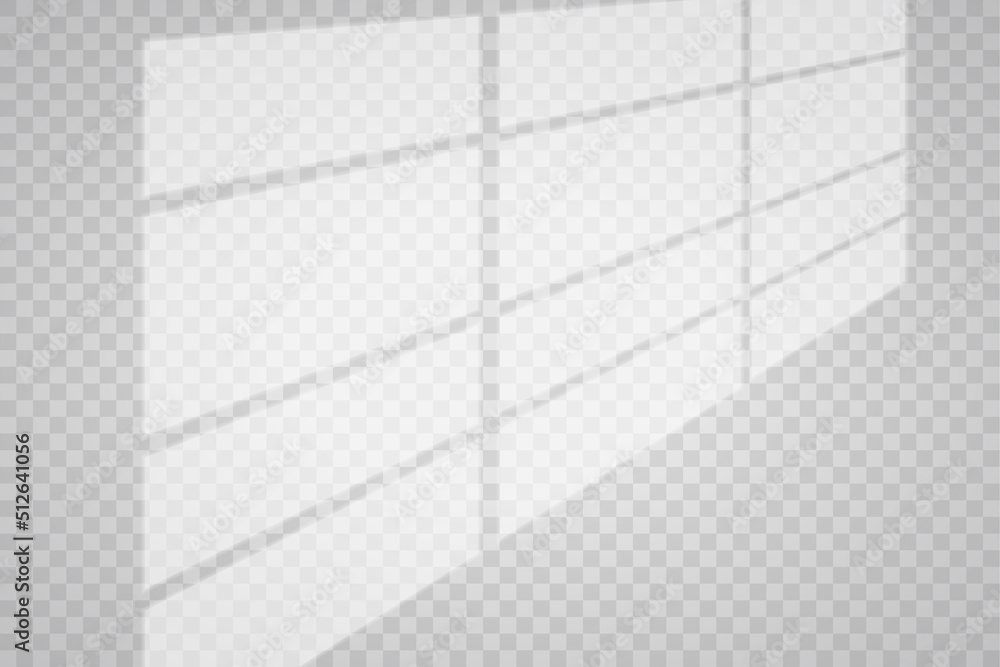 Overlay shadow effect. Transparent overlay window and blinds shadow