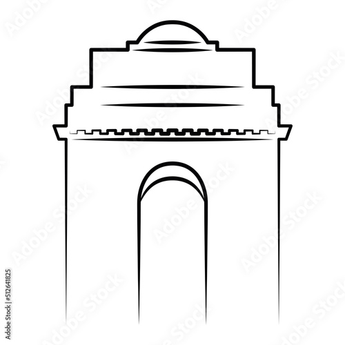 Isolated sketch of the India Gate landmark Vector