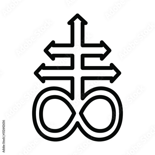 Leviathan cross, the alchemical symbol of sulfur or satanism. T-shirt print for Horror or Halloween. Trend illustration isolated on white background. Vector EPS 10.