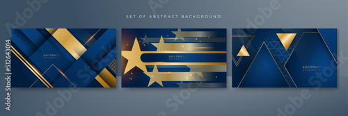 Golden abstract shapes on blue background