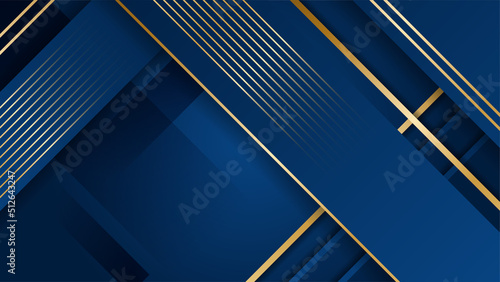 Golden abstract shapes on blue background