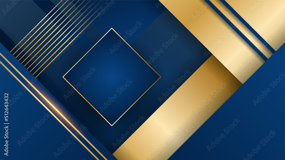 Golden abstract shapes on blue background Golden abstract shapes on blue background