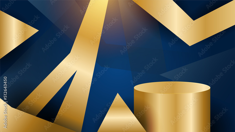 Golden abstract shapes on blue background Golden abstract shapes on blue background